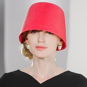 Hats Polyester Straw Bucket Hat Straw Hat Sun Hat Wedding Casual Elegant Wedding With Pure Color Headpiece Headwear