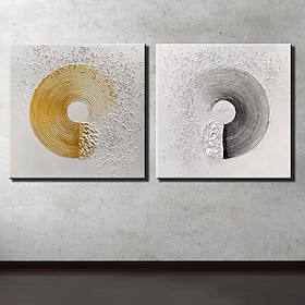 Mintura Handmade Thick Textured Circles Oil Paintings On Canvas Wall Art Decoration Modern Abstract Landscape Pictures For Home Decor Rolle