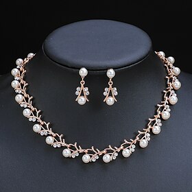 Bridal Jewelry Sets One-piece Suit Alloy Earrings Necklace Women's Stylish Luxury Cute Fancy Joy Geometric Jewelry Set For Party Evening Wear