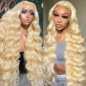 Body Wave 613 Lace Frontal Wig Human Hair 13x4 150% Density Blonde HD Transparent Lace Frontal Wig For Women Human Hair