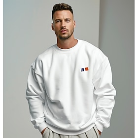 100% Katoen Voor Heren Sweatshirt Stoppen Eenvoudig Modieus Dagelijks Casual Sweatshirts Grafisch Zwart Wit Lange Mouw Feestdagen Vakantie Streetwear