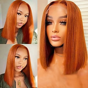 13x4 Lace Frontal Wig Ginger Bob Lace Frontal Wig Colored Human Hair Wigs Lace Closure Short Bob Human Hair Wigs Pre Plucked