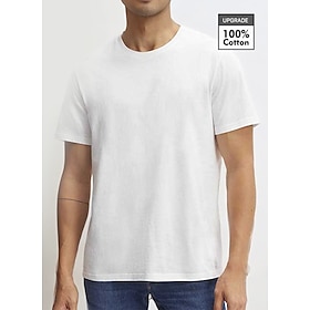 100% Cotton Men's T Shirt Tee Tee Top Plain Crew Neck Street Vacation Short Sleeves Clothing Apparel Fashion Designer Classic