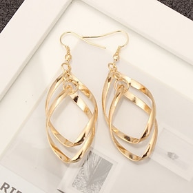 Women's Drop Earrings Geometrical Joy Earrings Jewelry Silver / Gold For Wedding Christmas Prom Festival
