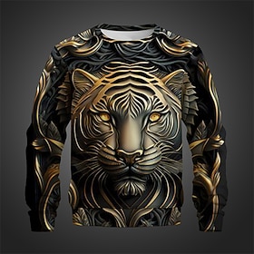 Men's Tiger Sweatshirts Sweatshirt Long Sleeve Sweatshirt Crew Neck Fashion Cas…