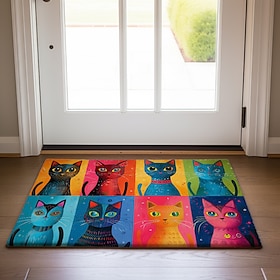 fargerike katter dørmatte gulvmatter vaskbare tepper kjøkkenmatte sklisikre oljetett teppe innendørs utendørs matte soveromsdekor baderomsmatte inngangsteppe