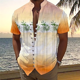 Men's Palm Tree Tropical Plants Summer Hawaiian Shirt Aloha Shirt Printed Shirts Short Sleeves Shirt Standing Collar Hawaiian Resort Vacation Holiday Daily Wea