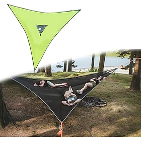 hengekøye for flere personer - patentert 3-punkts design campinghengekøye 3-punkts trehytte luft himmeltelt backpacking for strand, utendørs, piknik