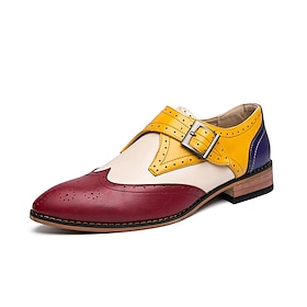 Men's Oxfords Retro Formal Shoes Walking Casual Daily Leather Comfortable Booties / Ankle Boots Loafer Red Blue Brown Spring Fall