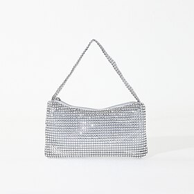 Dame Evening Bag polyester Legering Fest Daglig Kjede Multi Carry Helfarge Sølv Svart Lysebrun