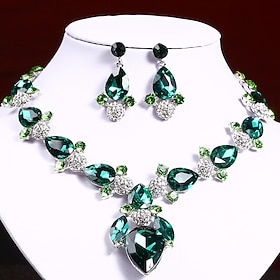 Jewelry Set 3pcs Rhinestone Alloy Earrings Necklace Women's Elegant Vintage Stylish Geometrical Geometric Jewelry Set For Wedding Anniversary Wedding Guest