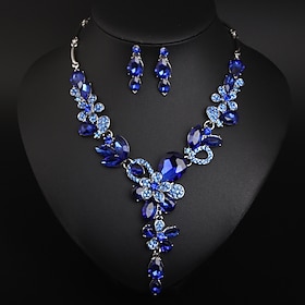 Jewelry Set 3pcs Glass Alloy Earrings Necklace Women's Elegant Simple Luxury Geometrical Geometric Jewelry Set For Wedding Party Wedding Guest