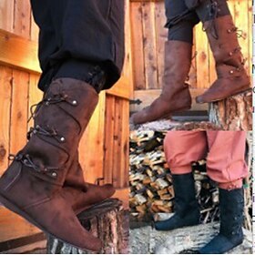 Retro Vintage Medieval Renaissance Shoes Pirate Knight Ritter Men's Unisex Halloween Event / Party Masquerade Shoes Fancy Medieval Boots