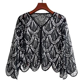 Roaring 20s 1920s Retro Vintage Flapper Shawls The Great Gatsby Wedding Guest Sequins Fancy Dress Women's Halloween Carnival Masquerade Wedding Wedding Guest E
