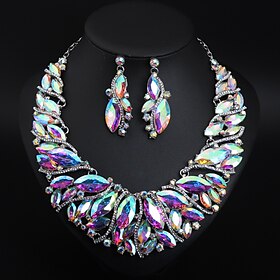 Jewelry Set 3pcs Rhinestone Alloy 1 Necklace Earrings Women's Elegant Vintage Stylish Geometrical Geometric Jewelry Set For Wedding Party Wedding Guest