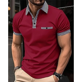 Per uomo Maglia da golf Polo da Golf Lavoro Casuale Bavero Manica Corta Essenziale Moderno Blocco di colori Pied-de-poule Patchwork Primavera  Estate 