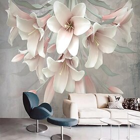 Coole Tapeten, 3D-Tapete mit rosa Blumen, Wandbild, Wandverkleidung, Aufkleber, abziehen und aufkleben, entfernbares PVC/Vinyl-Material, selbstklebend/Kleber e