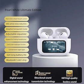 New Bluetooth 5.4 wireless earbuds LCD color screen ANC Noise cancelling TWS sports headphones