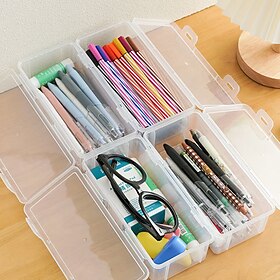 4 stk gjennomsiktig blyantoppbevaring - stor kapasitet oppbevaringsboks for skrivesaker for penner, blyanter, fargestifter, skissepenner, sminkekoster og mer