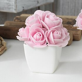kunstig rose mini potteplante for naturtro hjemmeinnredning