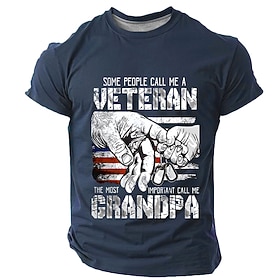 Veterans Day Men's Patriot Patriotic Veteran Veterans T shirt Short Sleeve T shirt 3D Print Crew Neck Shirt Daily Street Style Street Dads Day Gifts Black Red