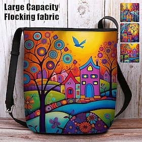 Women's Crossbody Bag Shoulder Bag Bucket Bag Oxford Cloth Nylon Shopping Daily Holiday Print Large Capacity Waterproof Lightweight Flower Outdoor Scene Yellow