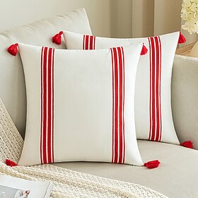 linje stil dekorative kaste putetrekk rød broderi dusk for hage terrasse soverom stue sofa sofa stol
