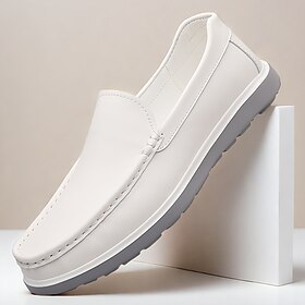 Men's Loafers  Slip-Ons Formal Shoes Dress Shoes Leather Comfortable Slip Resistant Loafer Black White