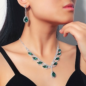 Jewelry Set 3pcs Rhinestone Alloy Earrings Necklace Women's Elegant Vintage Fashion Geometrical Geometric Jewelry Set For Wedding Party Anniversary