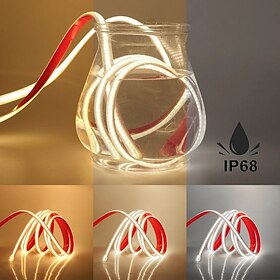 vanntett fleksibel cob led stripe med bryter basseng lys stripe 220v eu uk strømplugg 288leds/m høy tetthet selvklebende cob led strp 1/2/3/4/5m