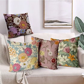 dekorativt kaste vintage floral putetrekk 4stk mykt firkantet putetrekk putetrekk for soverom stue sofa sofa stol