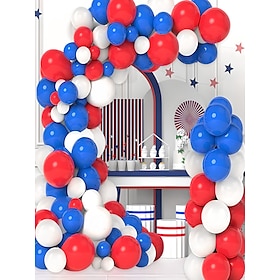 uavhengighetsdagen lateks ballongkjedesett - 76 stk i rødt, blått og hvitt: perfekt for temafester, dekorasjoner, hengende utstyr, fotografibakgrunner og buega