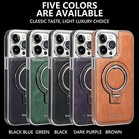 téléphone Coque Pour iPhone 16 15 14 Pro Max Plus 13 12 11 Pro Max Coque Arrière Support Anneau Magnétique Supporte la Charge Sans Fil Rétro Acier Inoxydable f