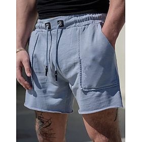 Men's Sweat Shorts Shorts Bermuda shorts Drawstring Elastic Waist Plain Comfort Sports Short Daily Running Gym Fashion Athleisure Black Blue Micro-elastic