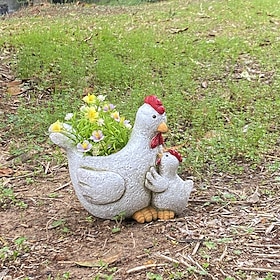 sjarmerende høne planter av kyllingharpiks - kreativ dyreformet hageinnredning, perfekt for utendørs, balkong eller hjemmevisning