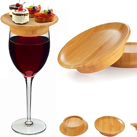 Dual Use Wine Glass Charcuterie Topper, Wine Glass Charcuterie Board Topper, Bamboo Vertical Wine Glass Topper Coasters for appetizers and Desserts
