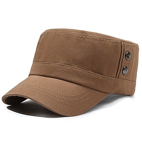 Men's Unisex Flat Cap Baseball Cap Military Cap Cadet Hat Black Navy Blue Polyester Vintage Fashion Casual Street Daily Plain Adjustable Breathable
