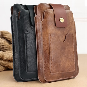 Men Cellphone Loop Holster Case Belt Waist Bag Props PU Leather Purse Phone Wallet Vintage Belt Mobile Phone Protective Sheath