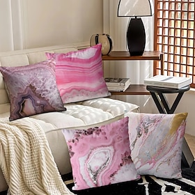 marmormønster dekorative putetrekk 4 stk mykt firkantet putetrekk putetrekk for soverom stue sofa sofastol