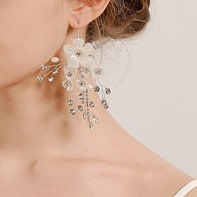 Women's Stud Earrings Drop Earrings Hoop Earrings Geometrical Flower Shape Elegant Cute Stylish Luxury Romantic Earrings Jewelry Silver For Wedding Party Anniv