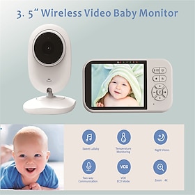 3,5'' video babymonitor 2,4g mor barn toveis lyd nattsyn videoovervåkingskameraer