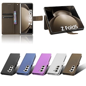 telefon Etui Til Samsung Galaxy Z Fold 5 Z Fold 4 Lommebok-kortveske Magnetisk med håndleddsstropp Støtte Kontor / Bedrift PC PU lær