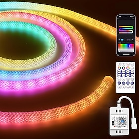 Waterproof WS2811 RGBIC Woven Silicone Neon Light with Addressable Dreamy Color LED Strip 2.5M-10M 360 Degree Lighting WIFI APP Control Bedroom Indoor and Outd