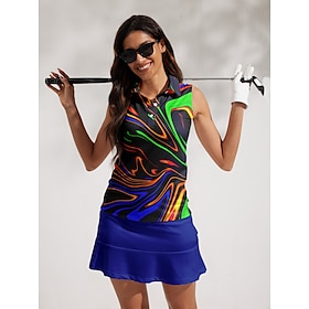 Dame POLO T-skjorte Mørkeblå Ermeløs Topper Dame golfantrekk Klær Antrekk Bruk klær