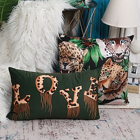 dekorativ fløyelsleopard dyr kaste putetrekk 1stk mykt firkantet putetrekk putetrekk for soverom stue sofa sofastol