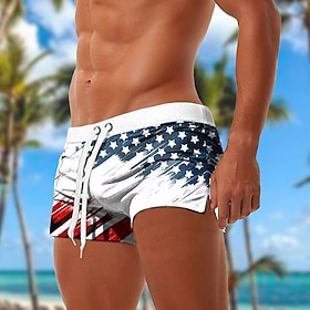 Men's Flag U.S. 250th Anniversary American Flag Swim Trunks Swim Shorts Board Shorts Mid Waist Fashion Designer Beach Surfing Holiday Drawstring Pocket Elastic
