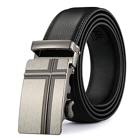 Men's Belt Automatic Buckle Quick-Release Alloy Durable Adjustable Plain Black 1# Black 2# Outdoor Daily Waist Belt