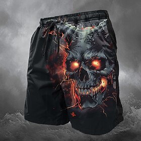 Halloween Men's Skull Dragon Skeleton Sweat Pants Swim Shorts Board Shorts Mid Waist Vintage Designer Punk Gothic Casual Holiday Club Designer Clothing Appare