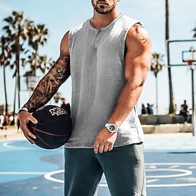 Men's Solid Colored Workout Tank Top Running Tank Top Gym Tank Top Summer Sleeveless Casual Athleisure Quick Dry Soft Breathable Gym Workout Running Walking Jo