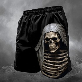 Halloween Men's Skull Costumes Swim Trunks Swim Shorts Board Shorts Mid Waist Fashion Streetwear Designer Casual Daily Holiday Drawstring Pocket Elastic Waist